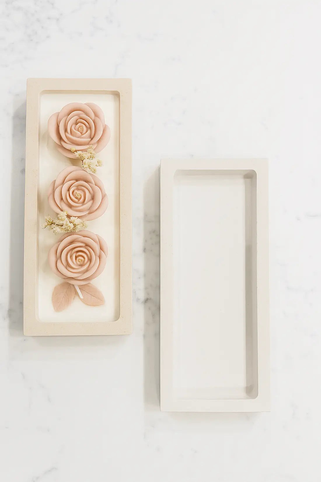 Close-up of Bloomea Rose Candle showing floral detailing and creamy rose wax blend.ZENGLOW 