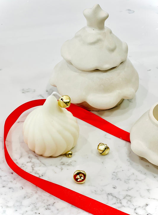 Christmas Dumpling Candle — cute hand-poured festive dumpling-shaped candle.
