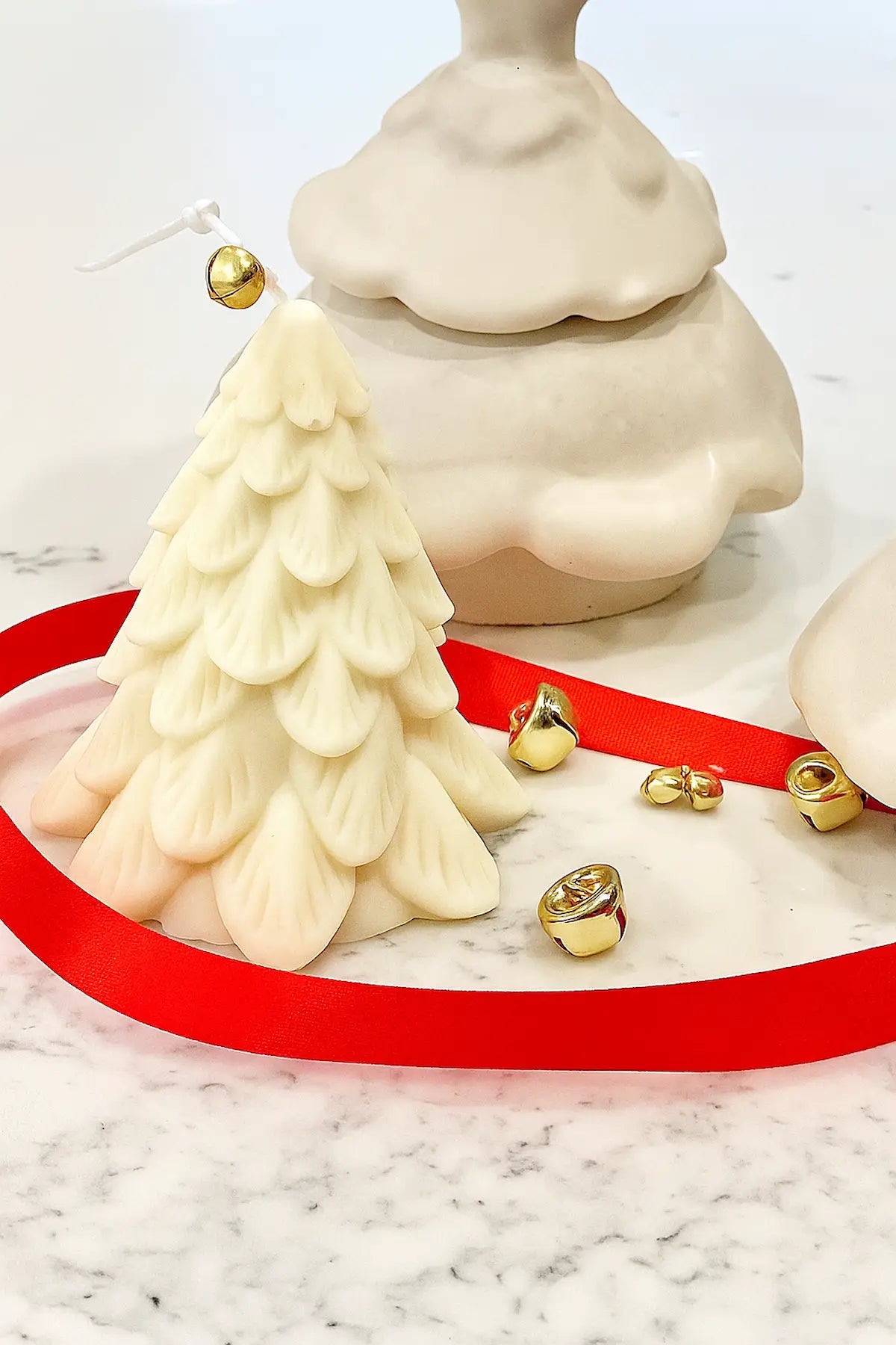 Christmas Tree Candle 10cm — hand-poured soy candle in tree shape.