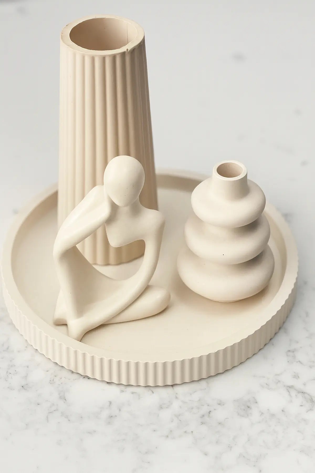 Zenglow Set Collection sculptural décor pieces in neutral tones